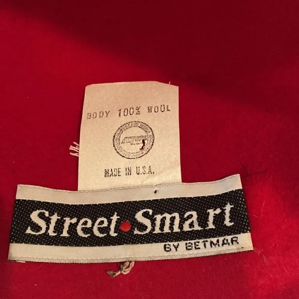 Street Smart by Betmar Wool Hat Made in the USA 100% Wool Red